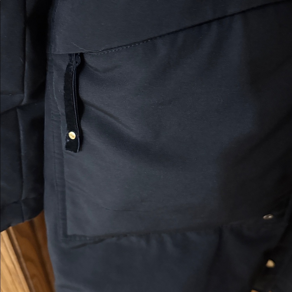 Sam Edelman Black winter Jacket with sherpa Hood. Size L. - Picture 4 of 12